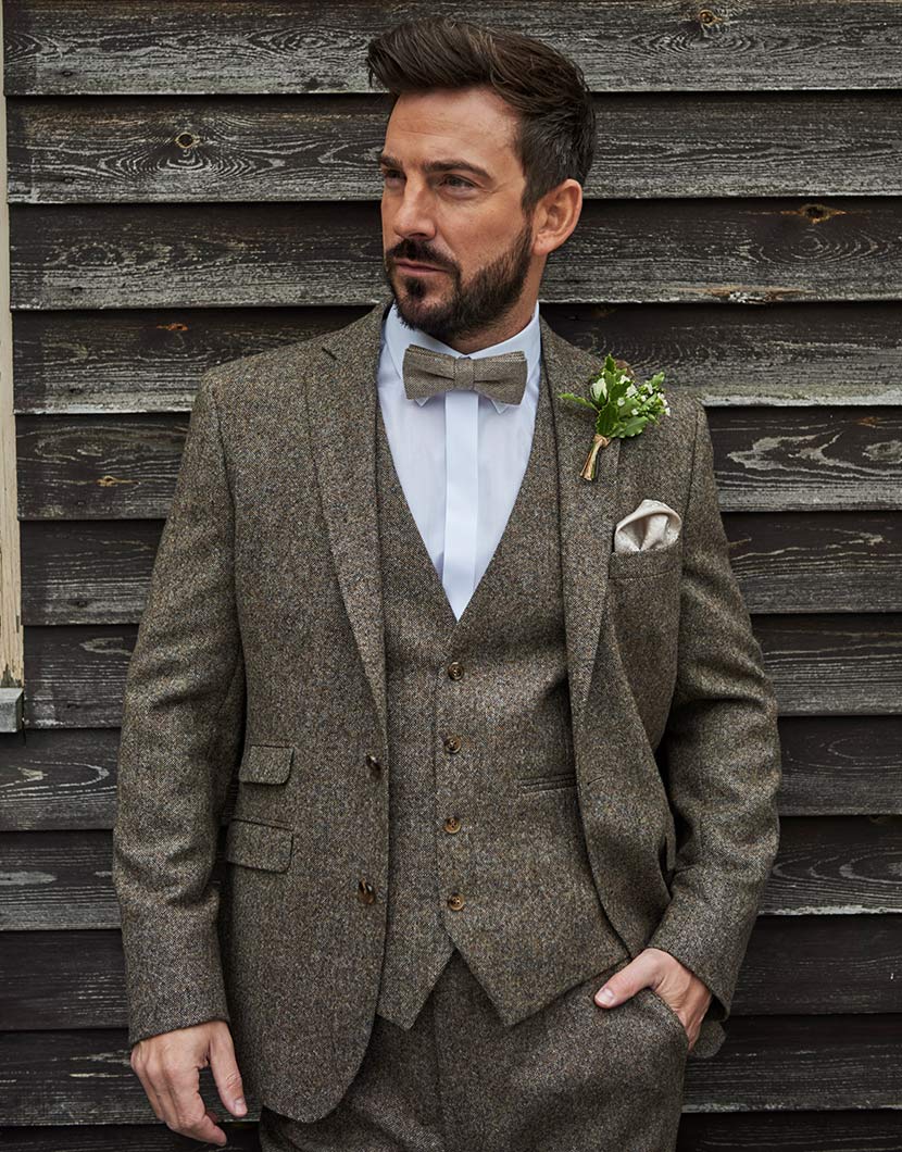 Brown Tweed Wedding Suit Hire